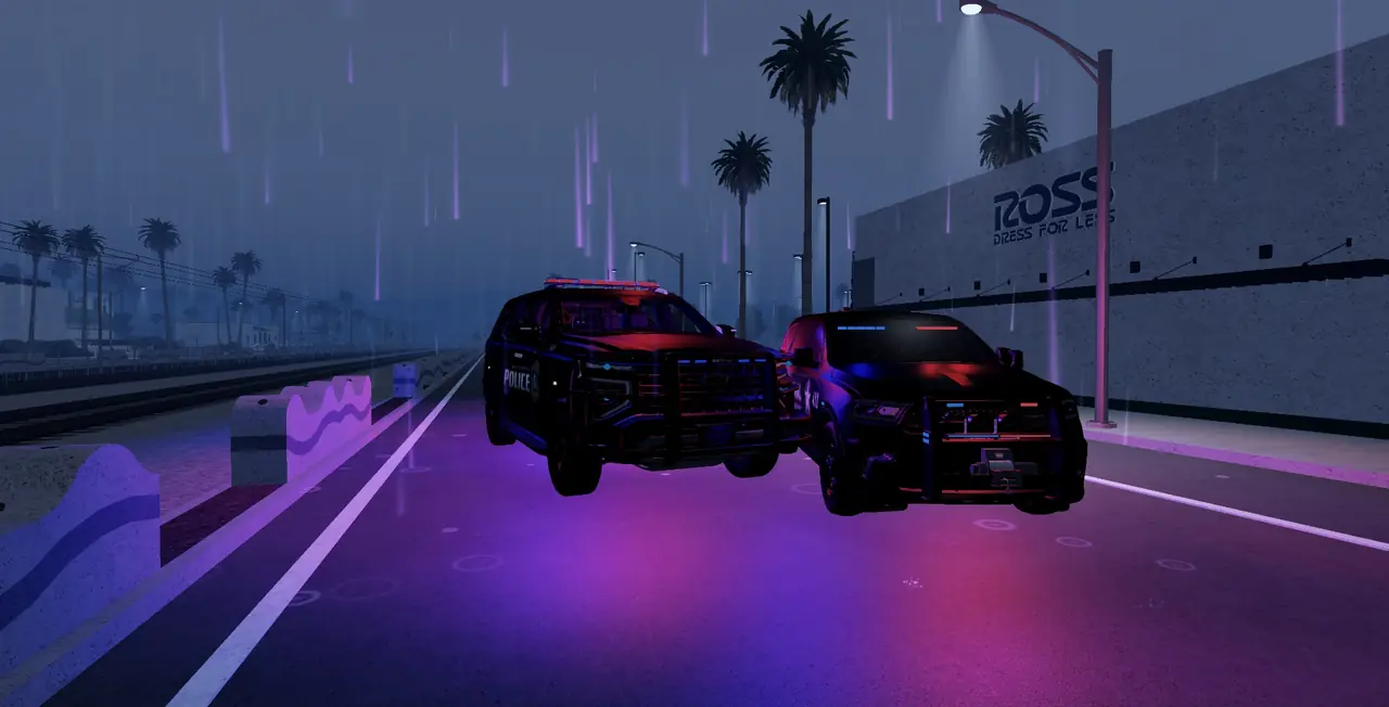 City streets at night in the rain