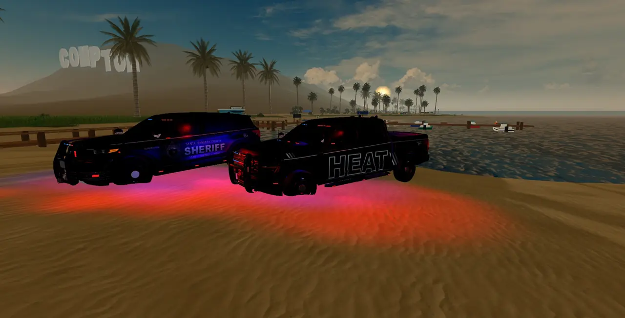 Sheriff Ford PIU on the beach at sunset