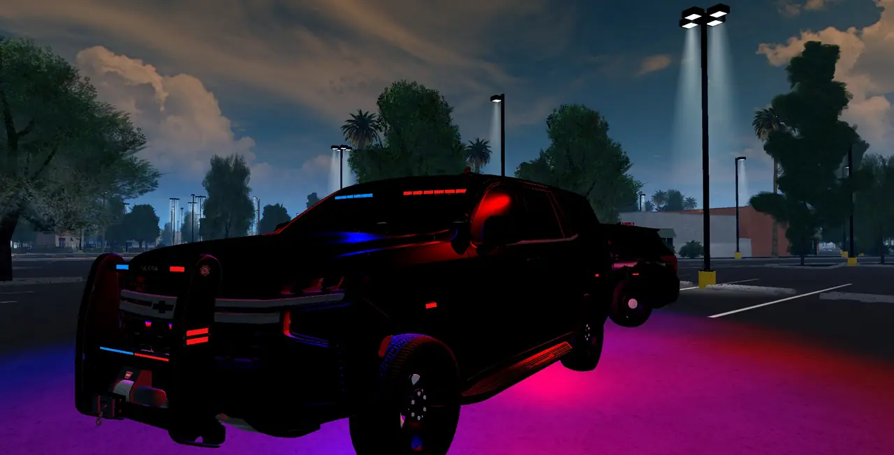 US Marshals Tahoe 455 with stealth lights at dusk